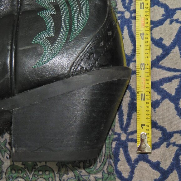Ariat Tall Black Leather Cowboy Boots with Turquoise Embroidery - Picture 12 of 13